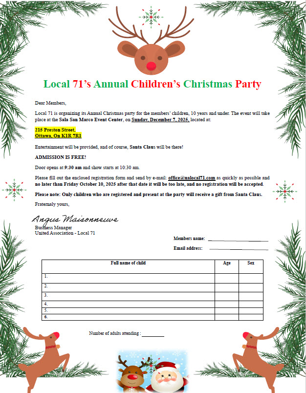 Local 71's Annual Children's Christmas Party - Featured Image
